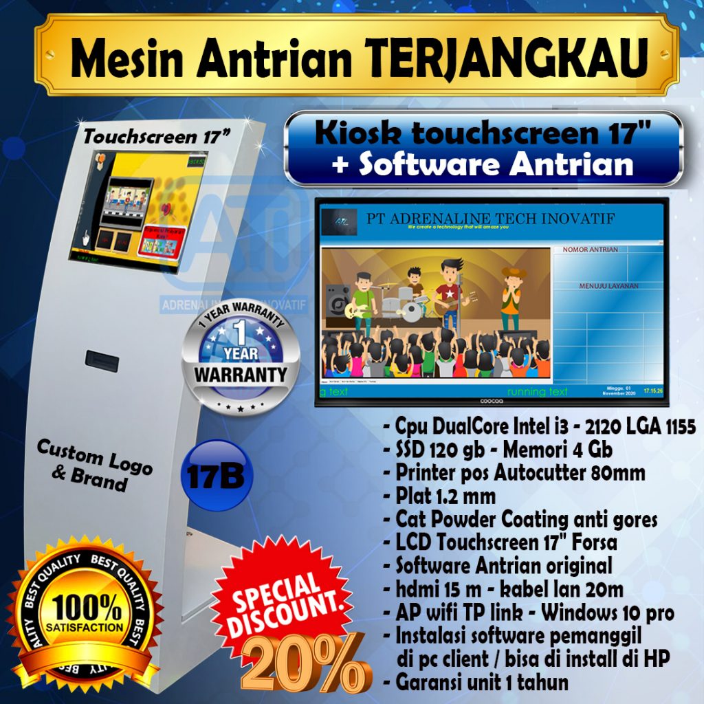 Paket 17B Kiosk mesin antrian
