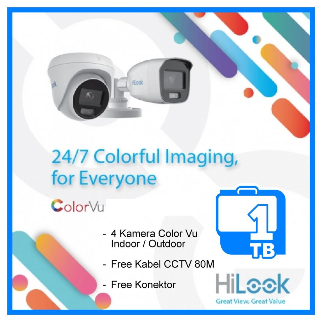 paket cctv hilook colorcvu murah 4 channel - 1tb